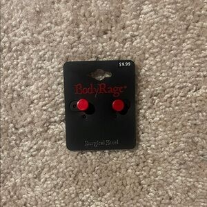 Body Rage Red Faux Plug Earrings